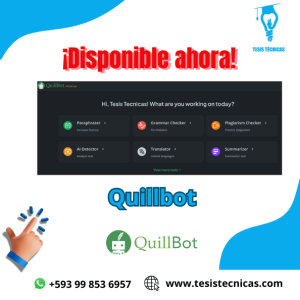 QuillBot - Plan Mensual Mejora tu escritura con la mejor herramienta de parafraseo, corrección gramatical y generación de contenido. Ideal para estudiantes, docentes, investigadores y redactores. ¡Ahorra tiempo y redacta con precisión en segundos!